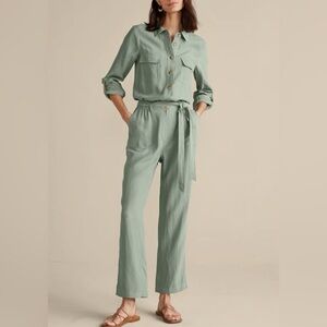 Soft Surroundings Kerry Jumpsuit green milieu linen blend. Size 14, NEW